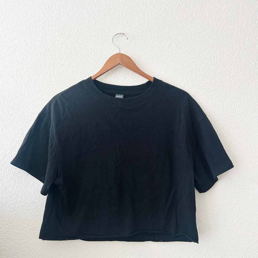 Wild Fable Black Cropped Crewneck Tee - Women's Top